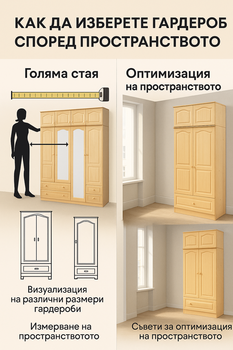 Как да изберете гардероб според пространството