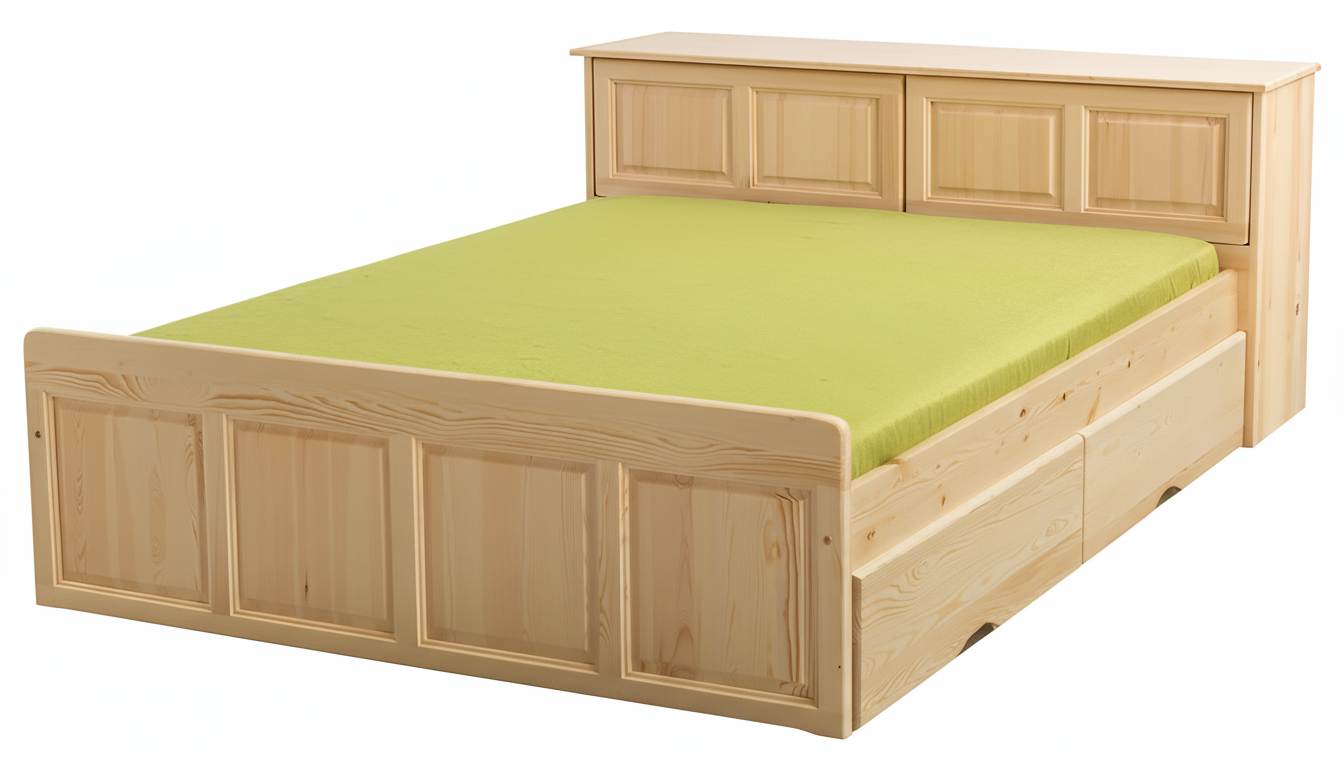 Дървено легло Титан с права ракла