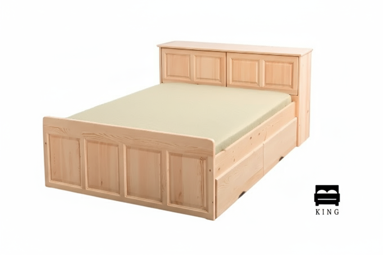 Дървено легло с декоративни панели