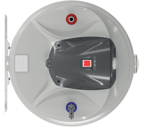 Бойлер ЕЛДОМ 80, 3 kW, хоризонтален, емайлиран, голям диаметър, ел. част и тръби вляво