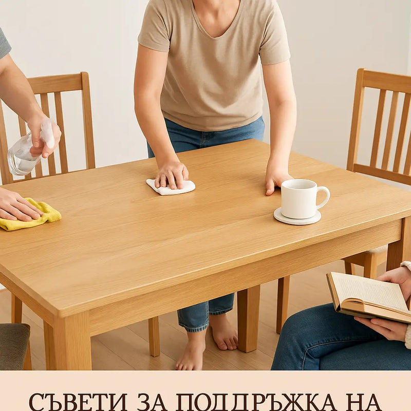 Съвети за поддръжка на дървени маси и столове