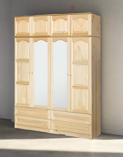 4-крилен гардероб Неро от чам