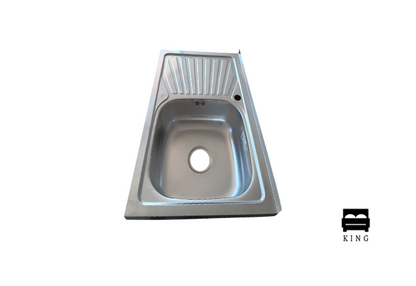 Дървена мивка с дясно корито и ляв плот – 80×50 см