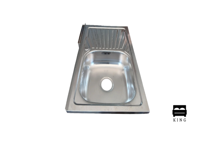 Дървена мивка с ляво корито и десен плот – 80×50 см